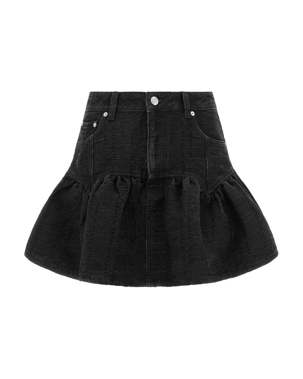 Ganni Black Lurex Denim Skirt