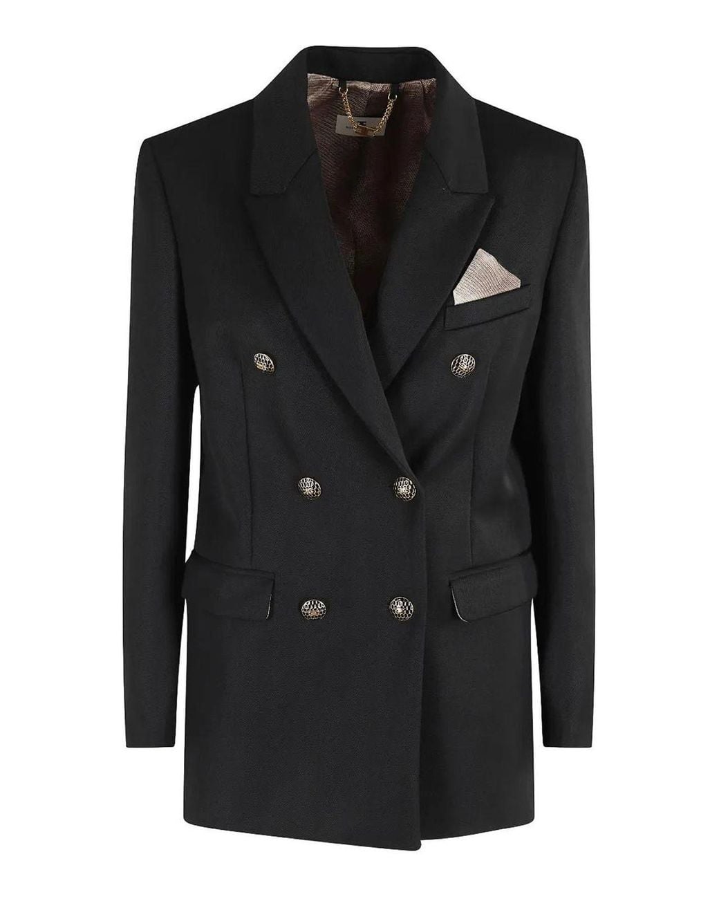 Elisabetta Franchi Black Wool Long-Sleeve Blazer