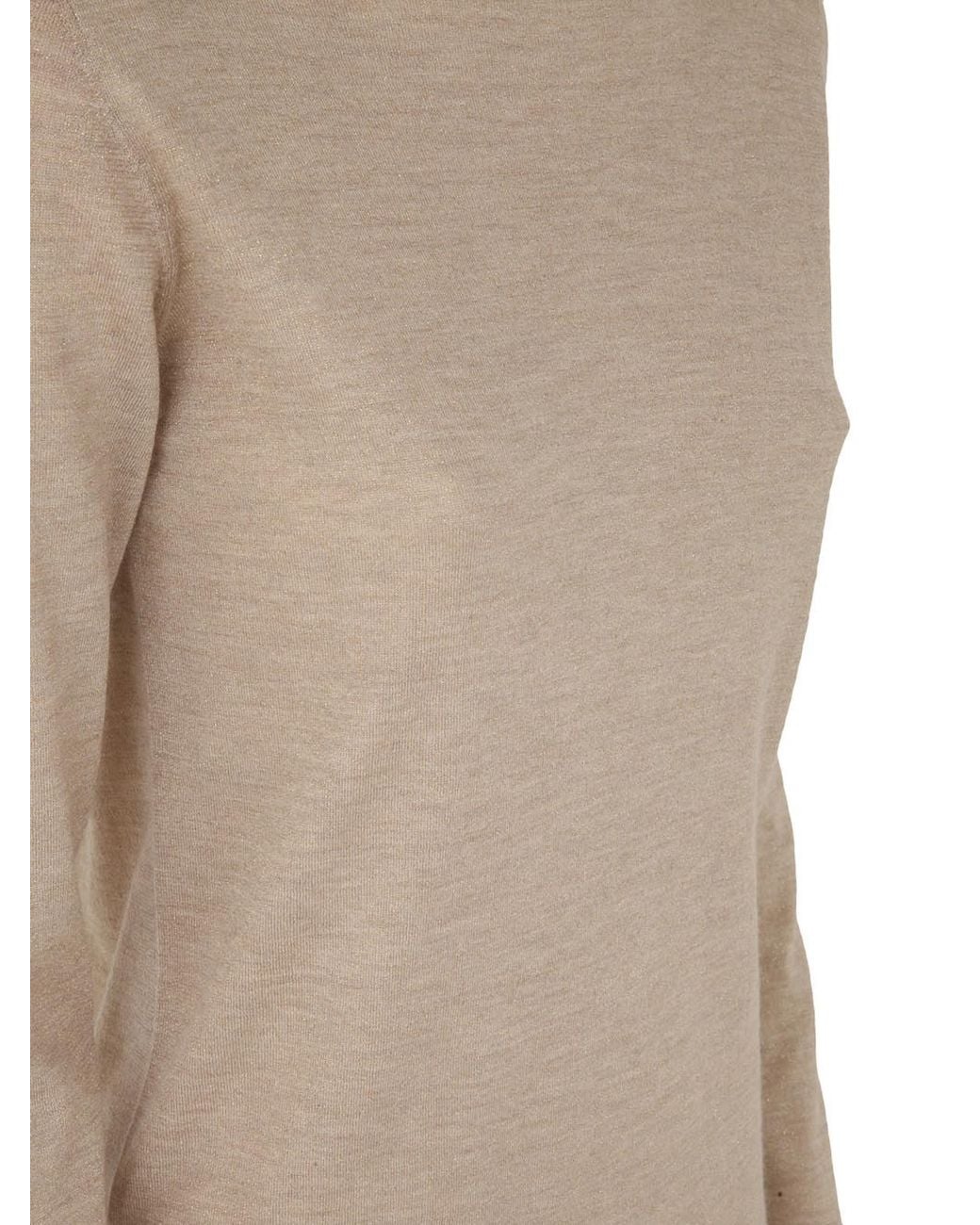 Brunello Cucinelli Natural Long Sleeved Boat Neck