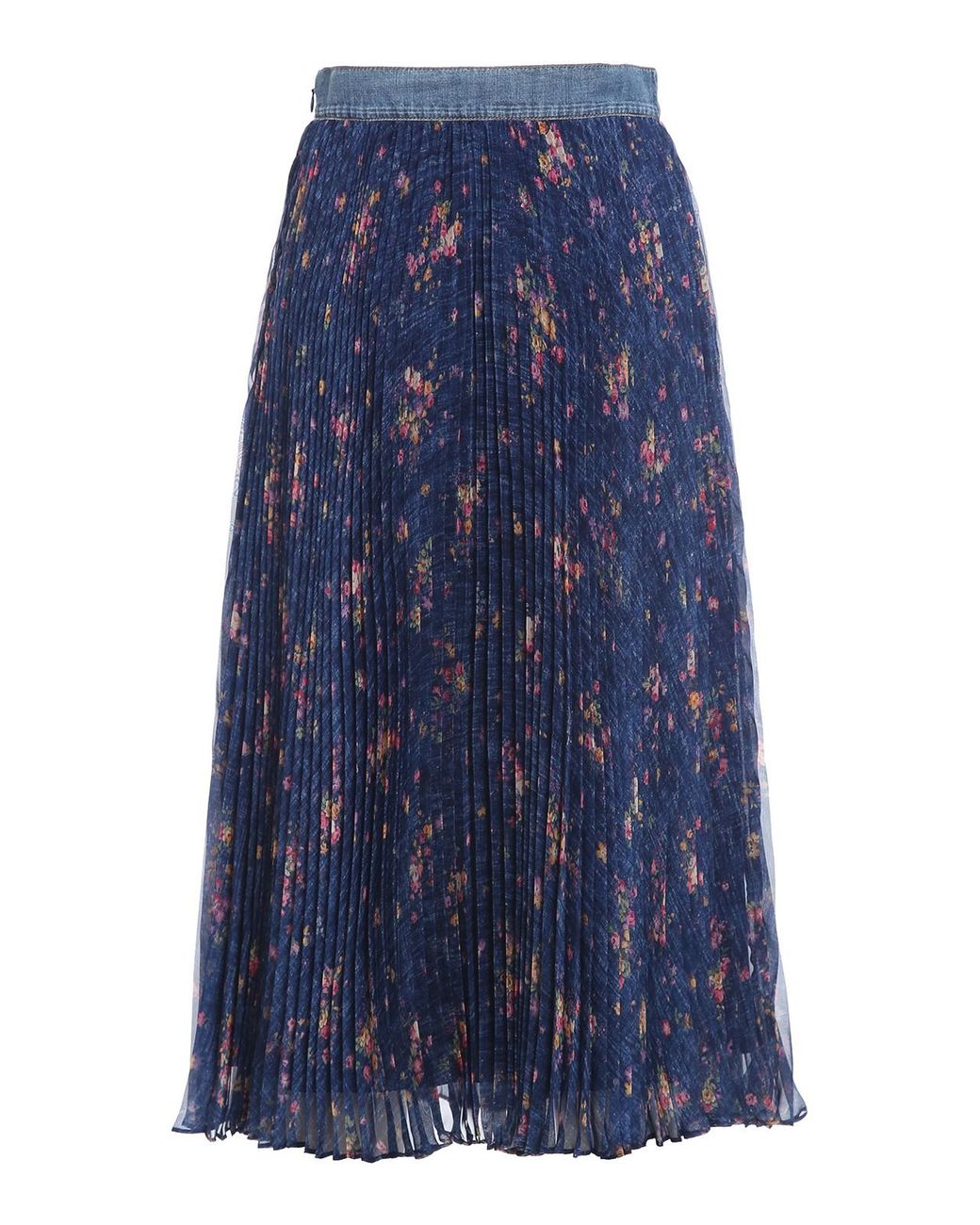 Philosophy Di Lorenzo Serafini Blue Denim Trim Pleated Skirt