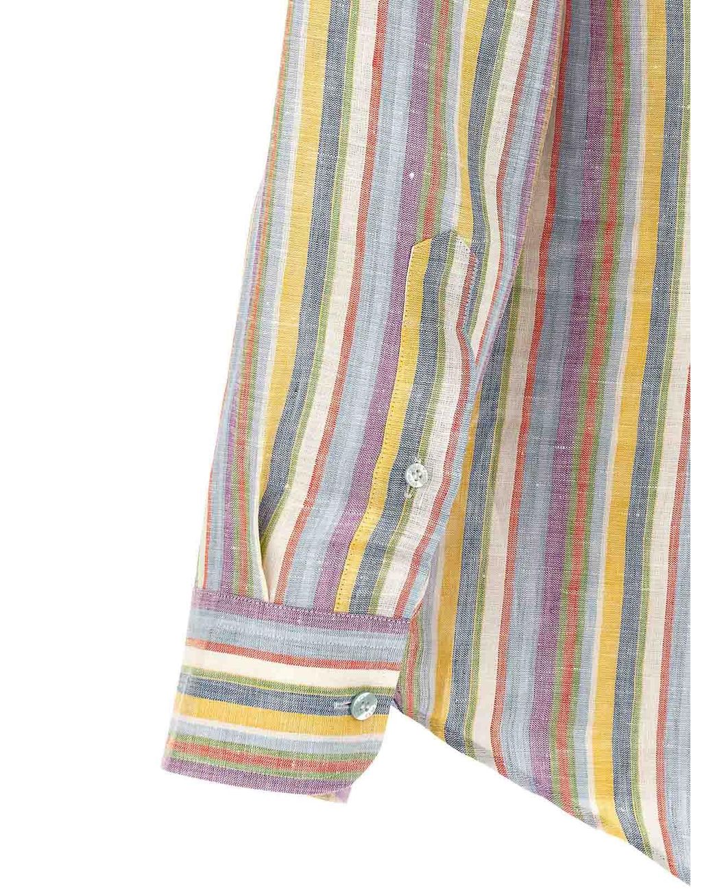 Etro White Striped Linen Shirt for men