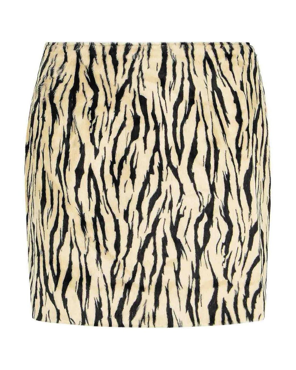 ROTATE BIRGER CHRISTENSEN Black Printed Faux Fur Skirt