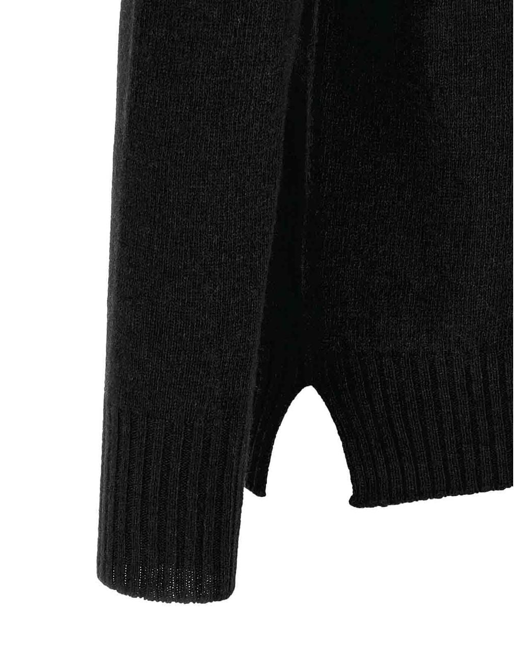 Ma'ry'ya Black Crew-Neck Sweater With Slits for men