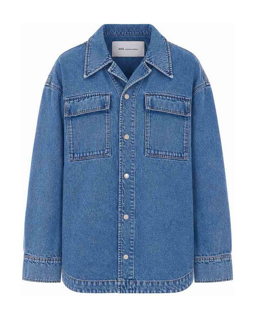 AMI Blue Denim Overshirt for men