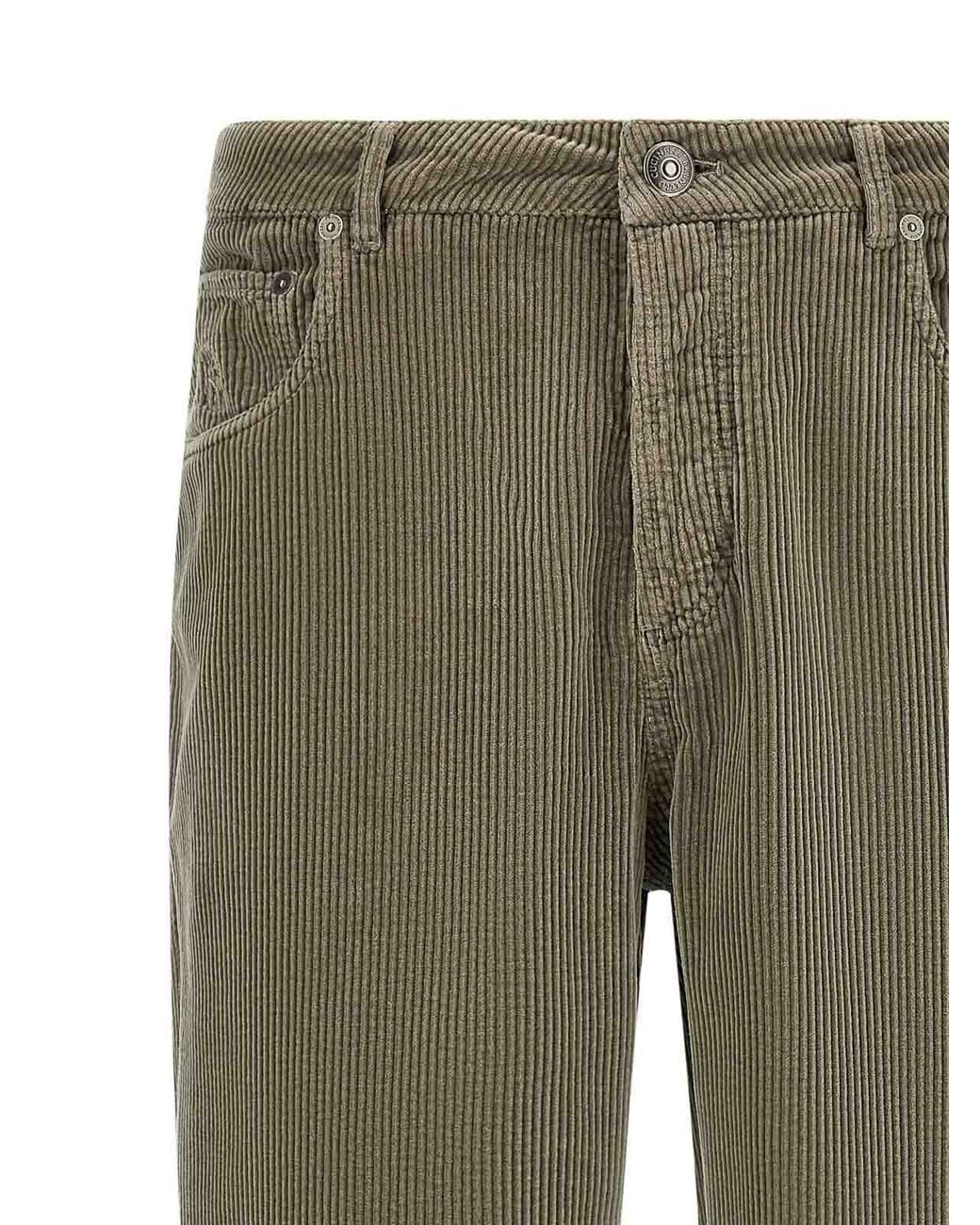 Brunello Cucinelli Green Corduroy Trousers for men