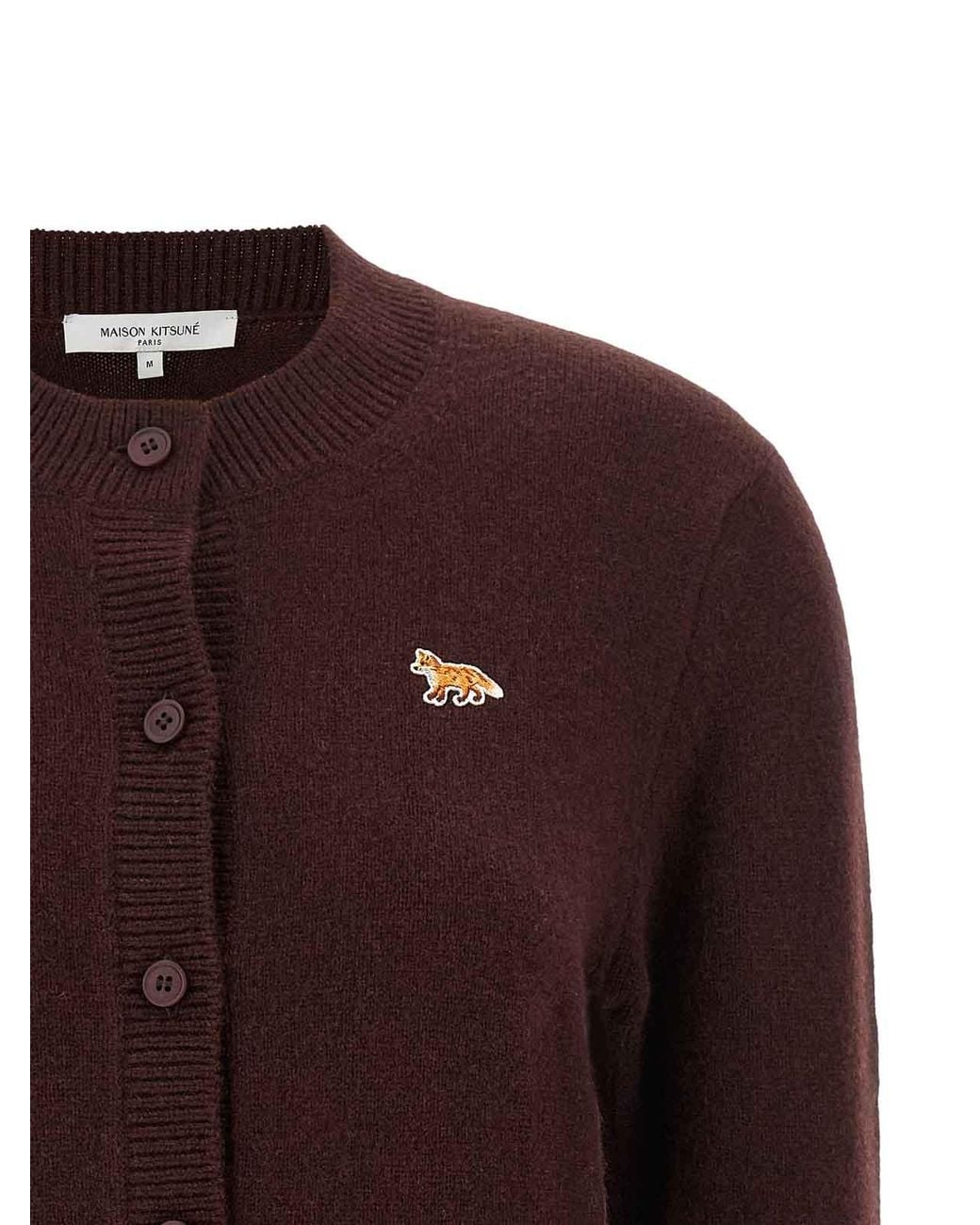 Maison Kitsuné Brown Baby Fox Cardigan