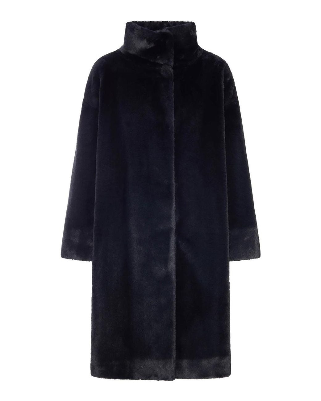 Herno Blue Long Faux Fur Coat