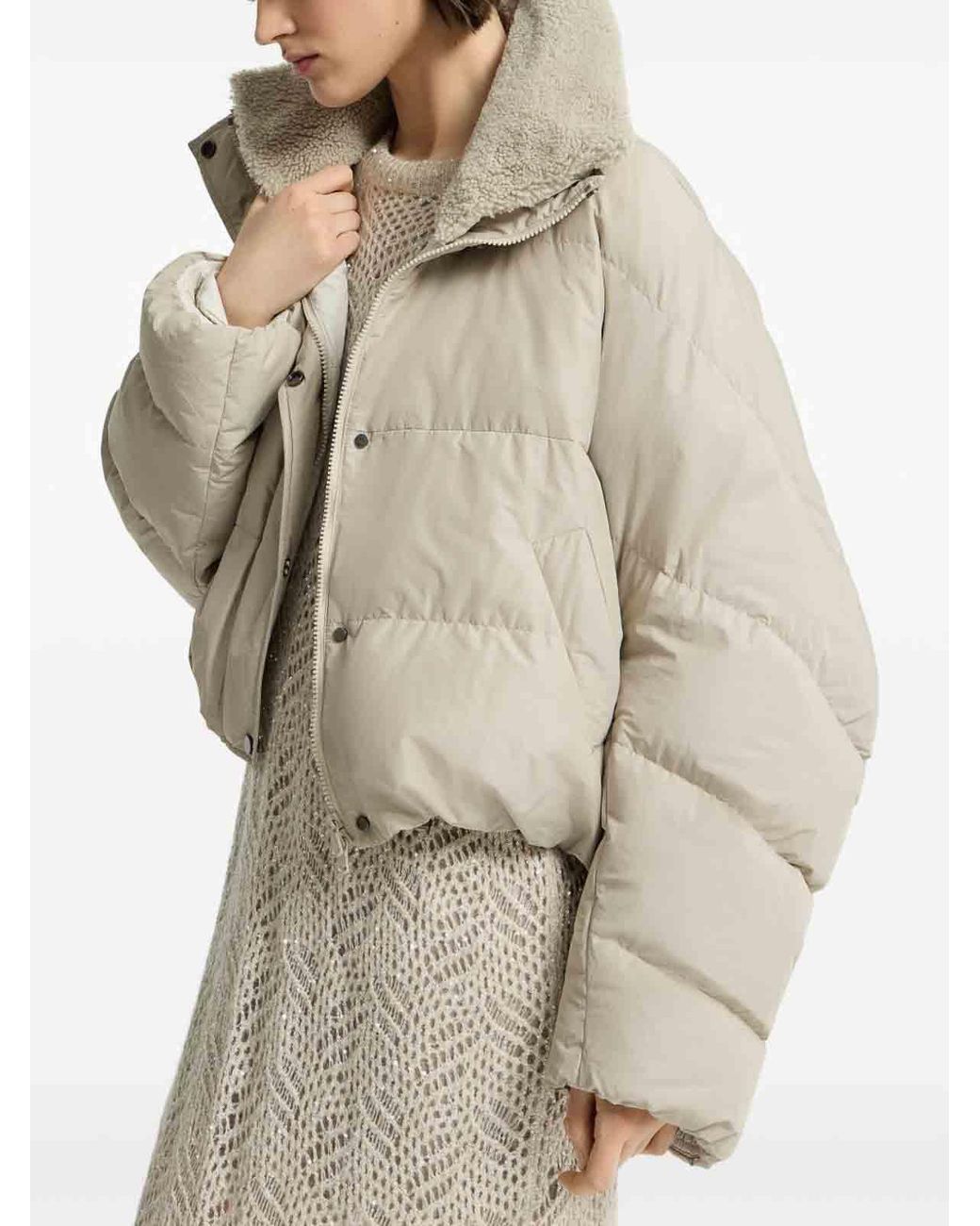Brunello Cucinelli Natural Cream Short Puffer Jacket