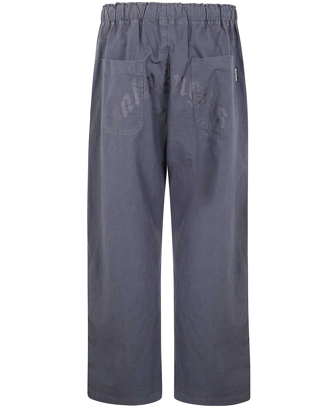 Palm Angels Blue Curved Logo Loose Trousers for men