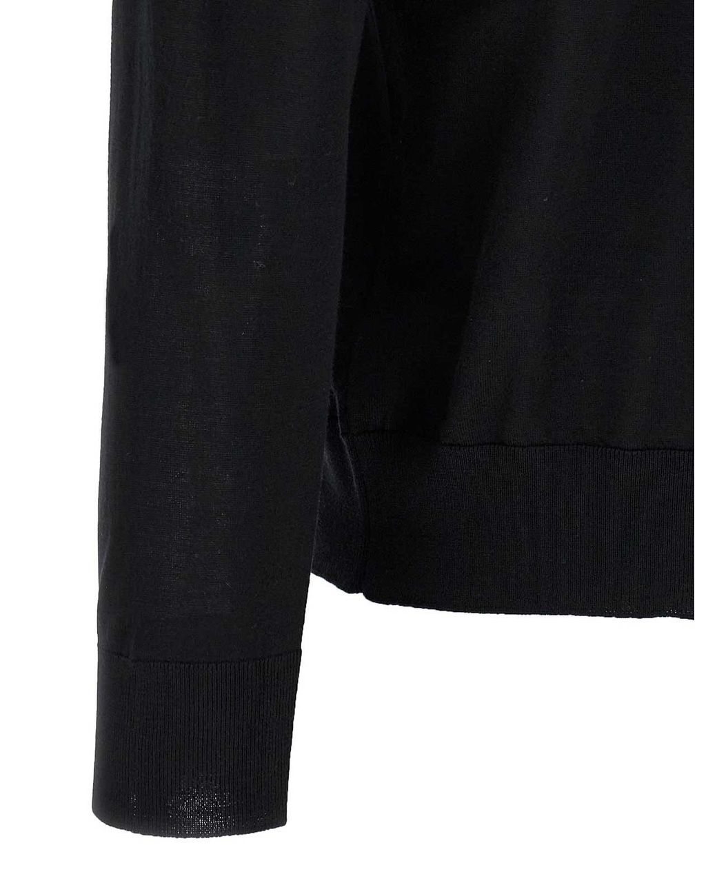 Kiton Black Long-Sleeved Wool Polo Shirt for men