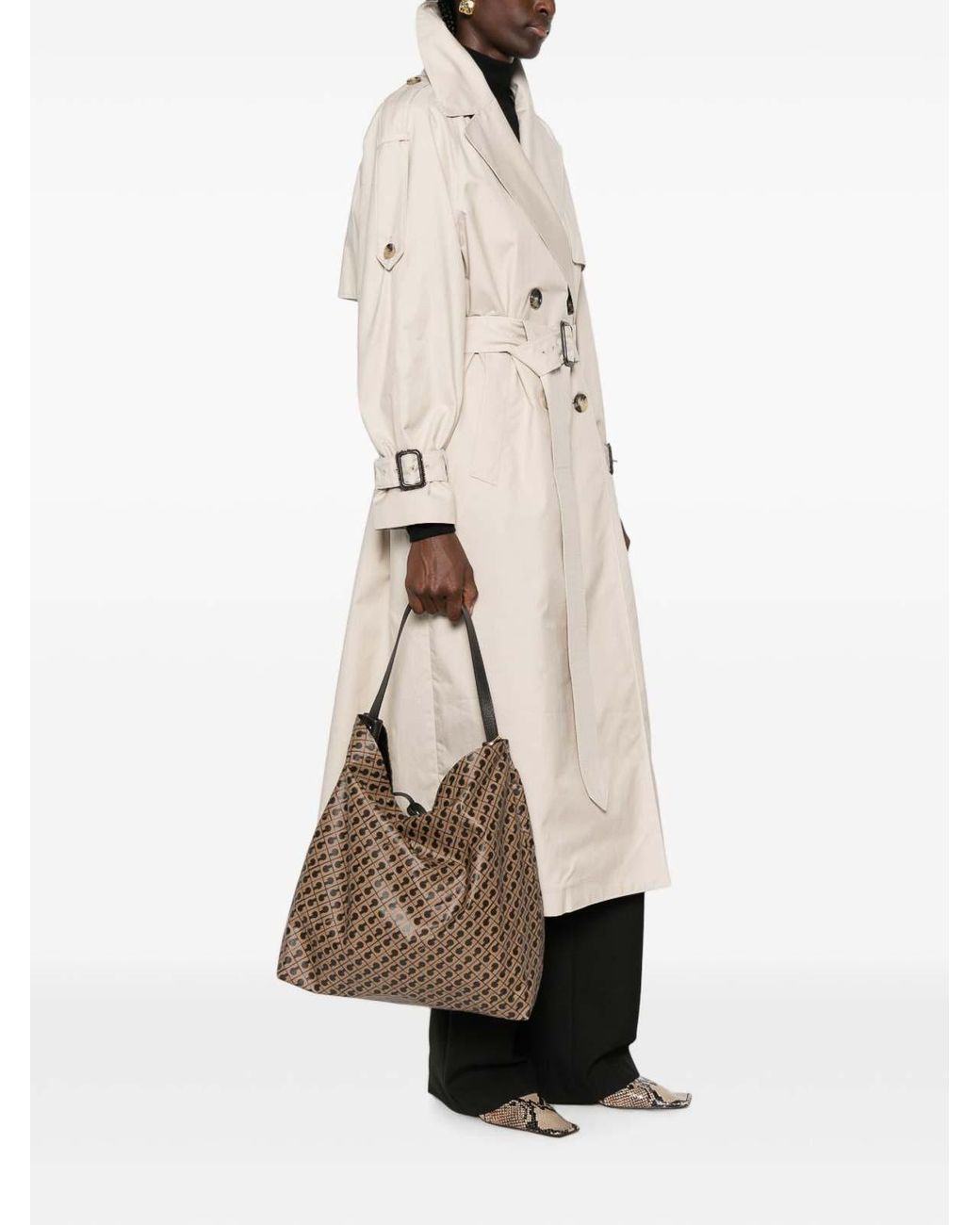Gherardini Brown Hobo Toffee Bag With All-Over Logo