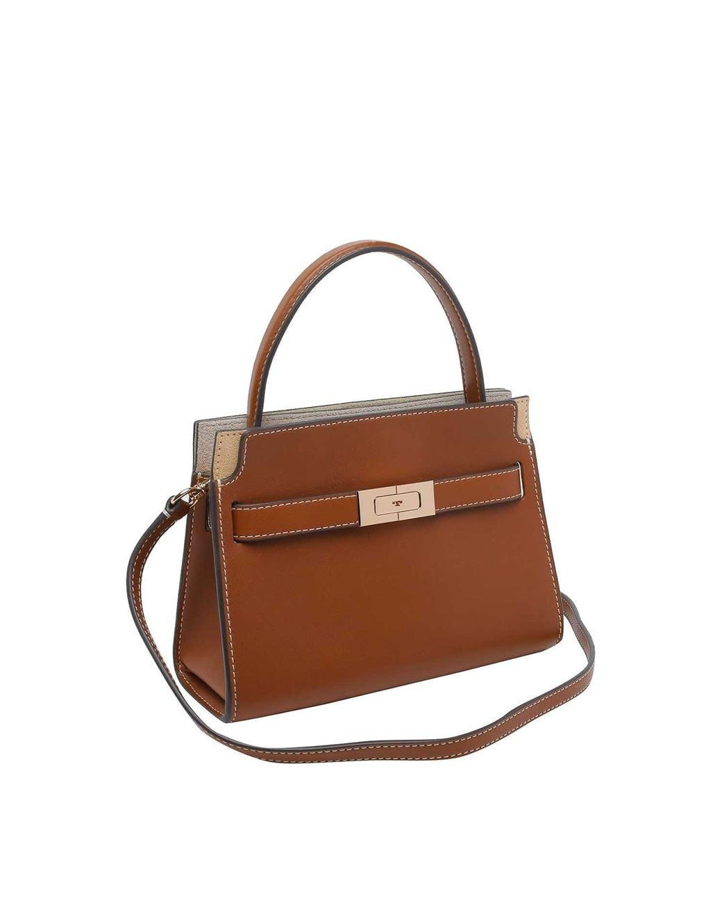 Tory Burch Brown Petite Double Lee Radziwill Handbag