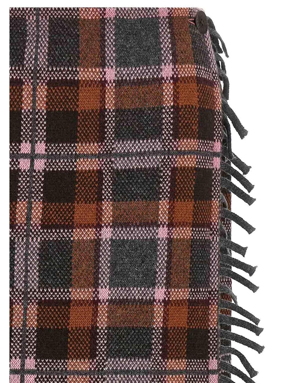 Guest In Residence Brown Tartan Wrap Wool-Cashmere Skirt