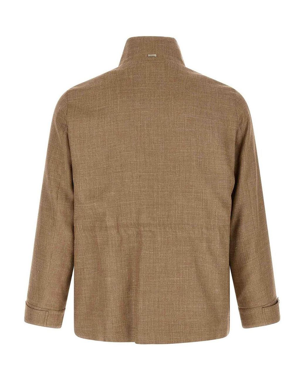 Herno Brown Wool Full-Length Jacket