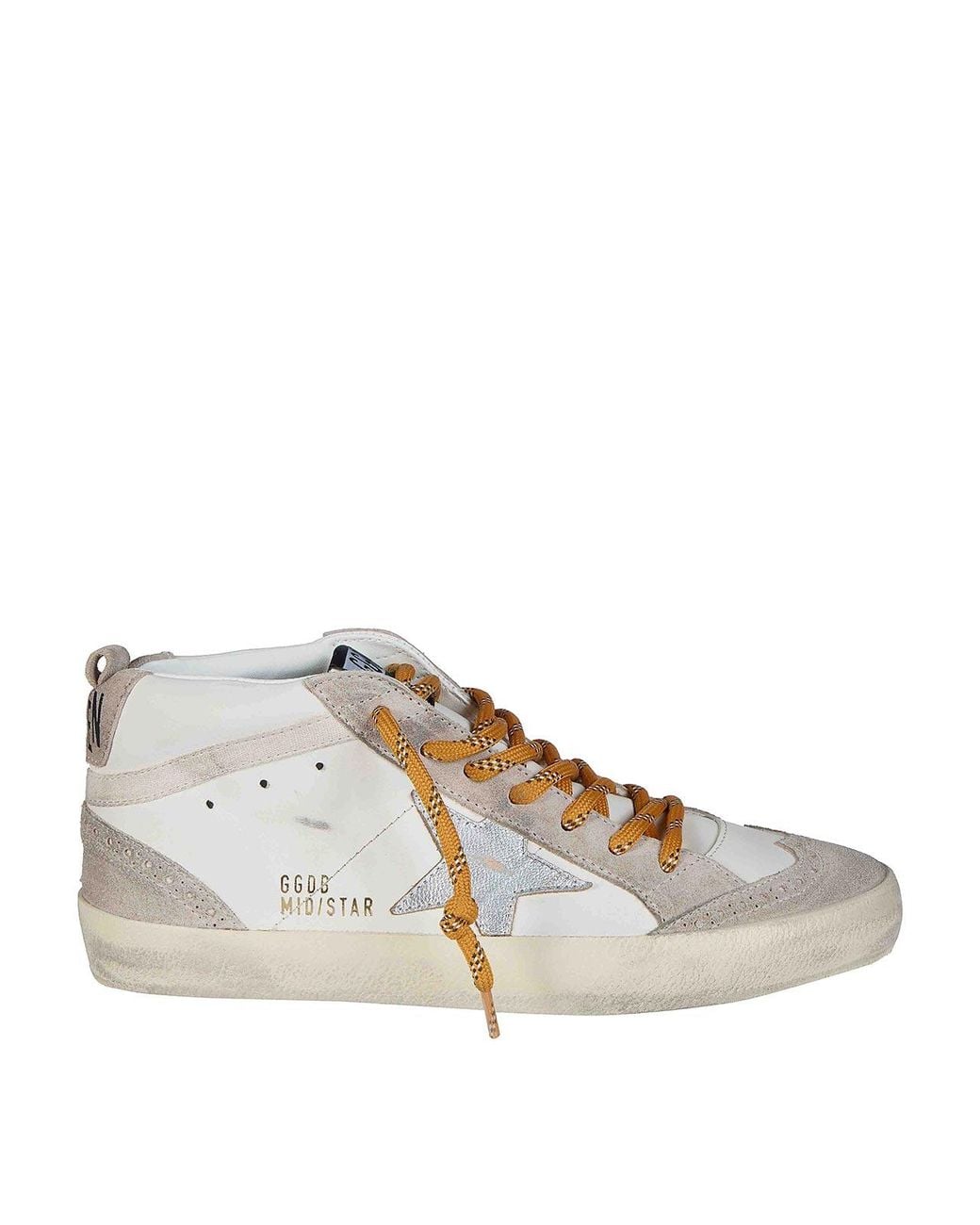 Golden Goose Deluxe Brand White Mid Star Suede Sneakers With Star Detail