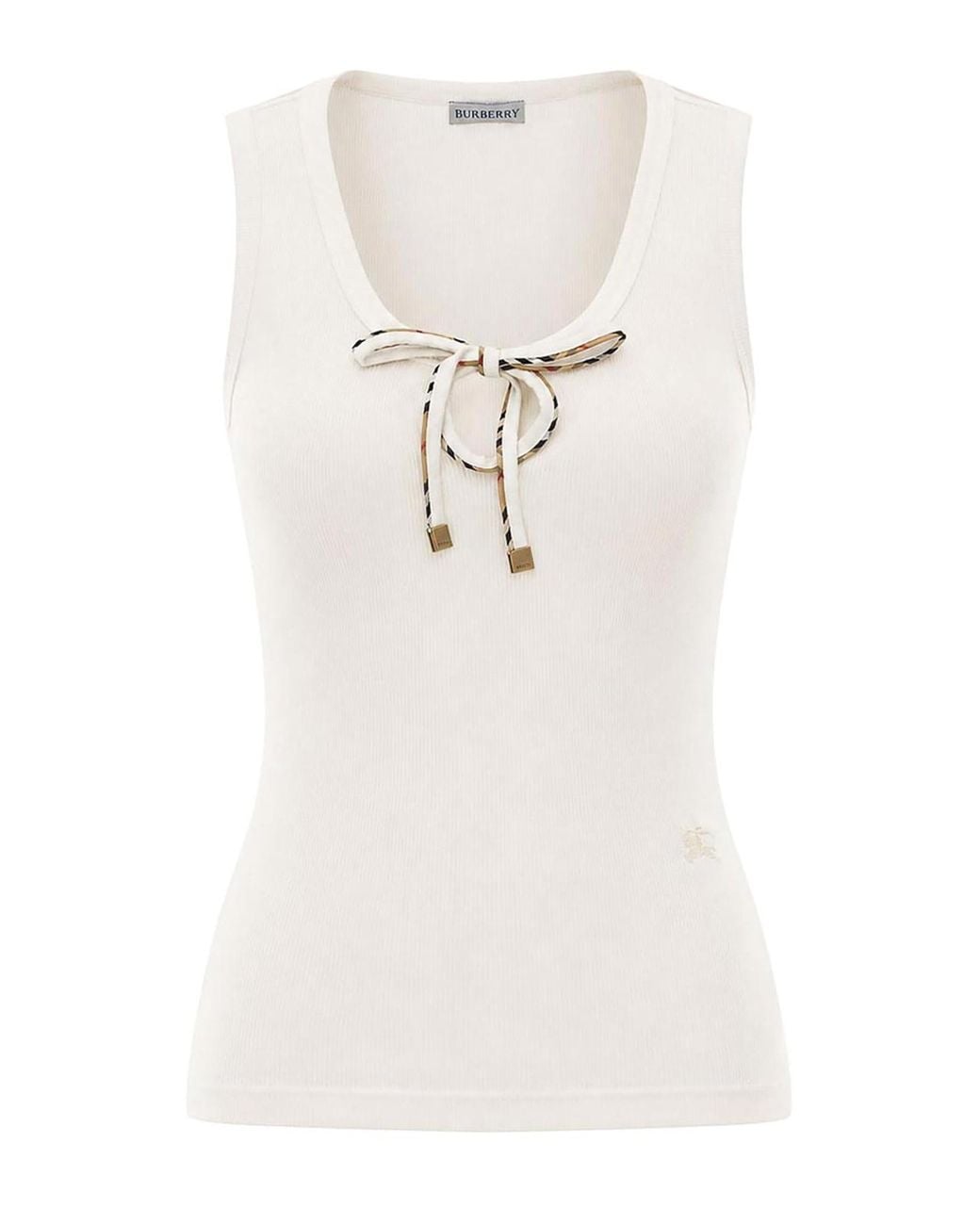 Burberry White Cotton Tank Top