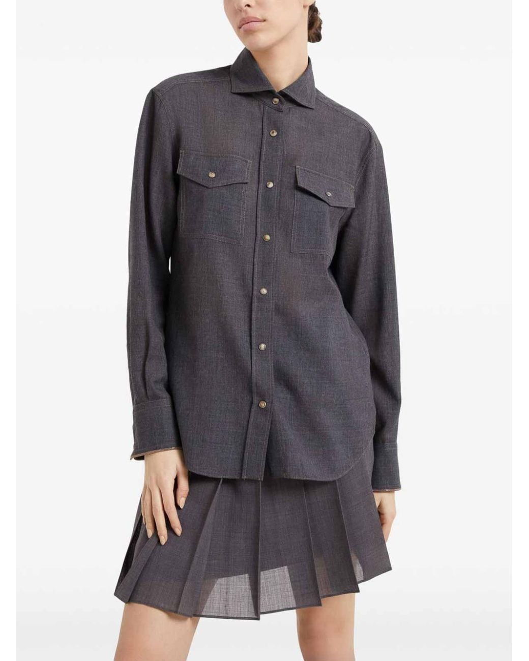 Brunello Cucinelli Blue Long Sleeve Shirt