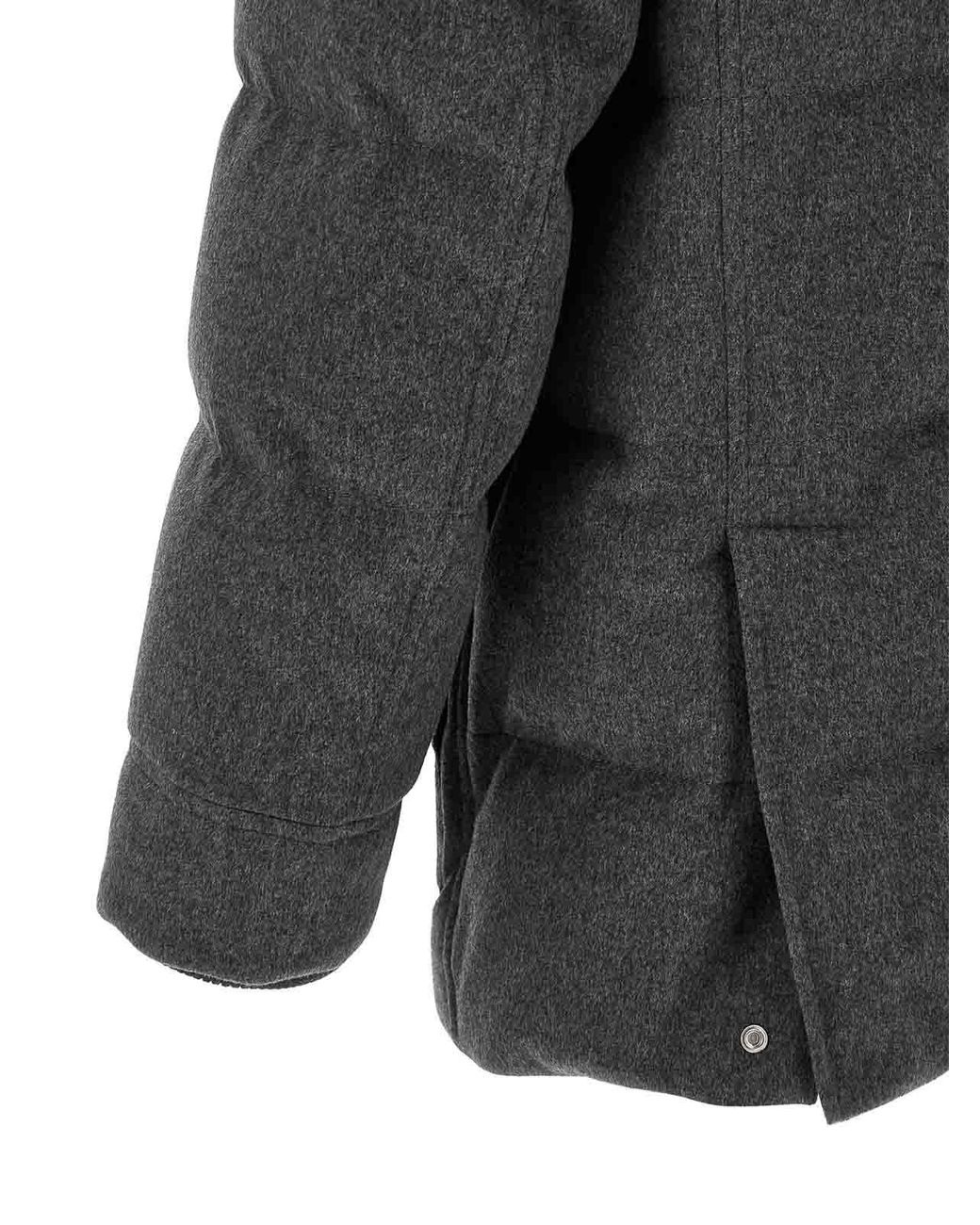 Brunello Cucinelli Gray Membrane Wool Flannel Parka for men