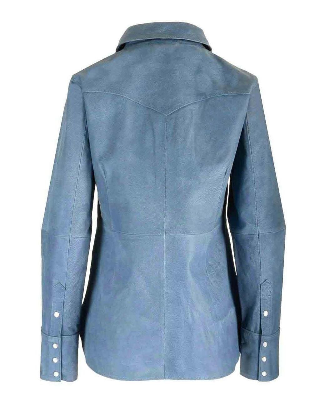Stand Studio Blue Western Style Leather Shirt