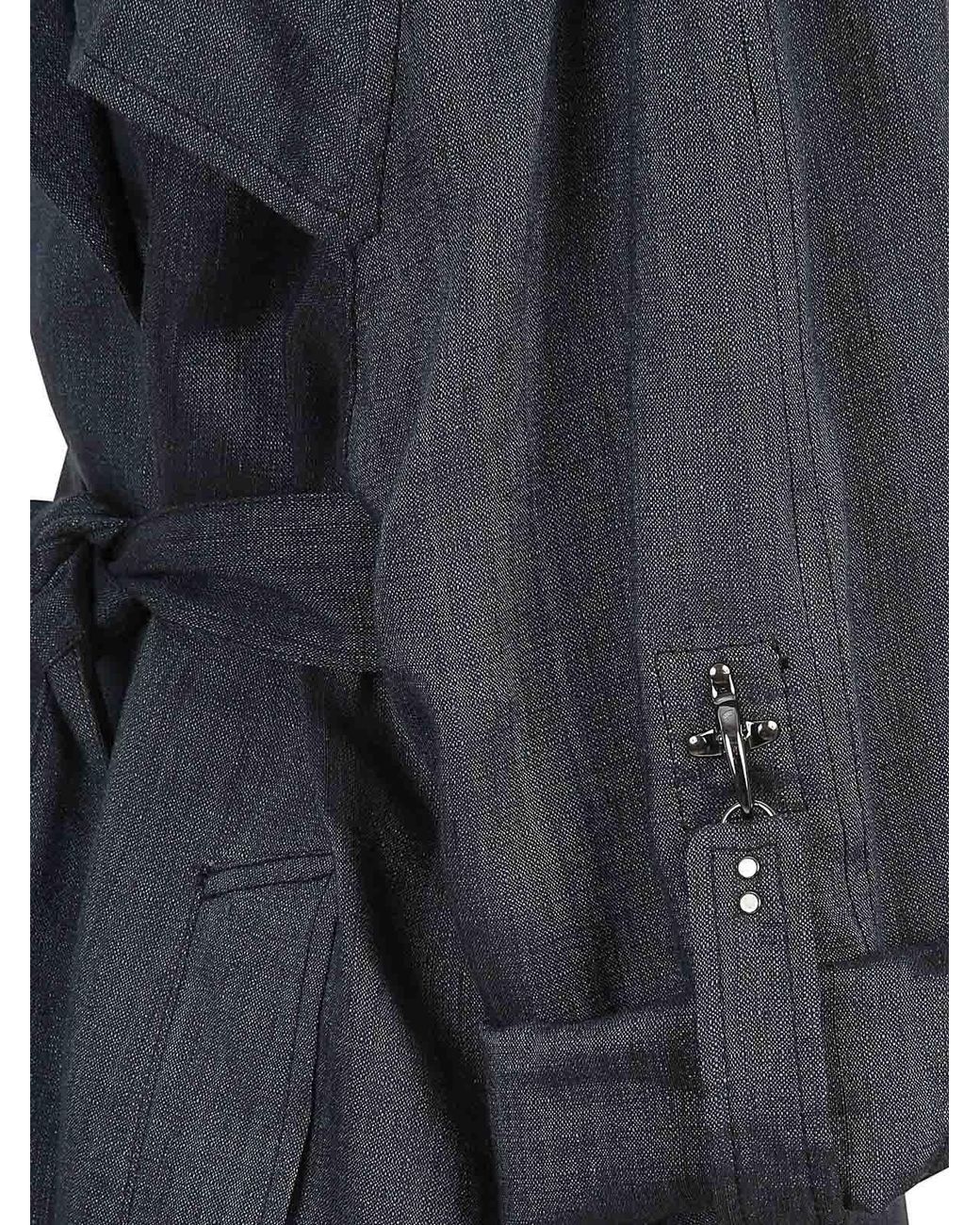 Fay Black Asymmetric Trench Coat