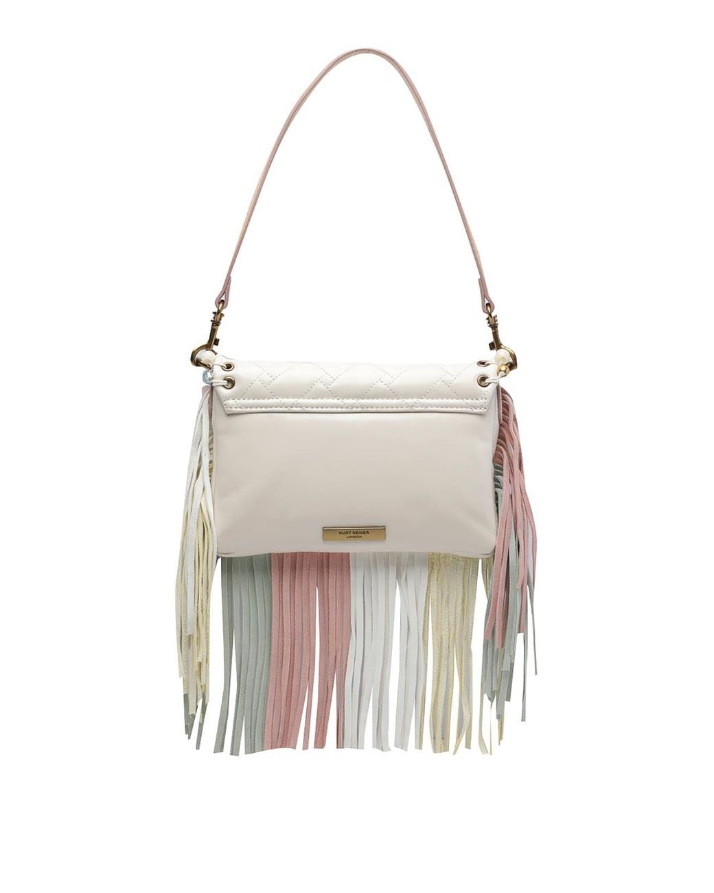 Kurt Geiger White Small Oxford Fringes Shoulder Bag