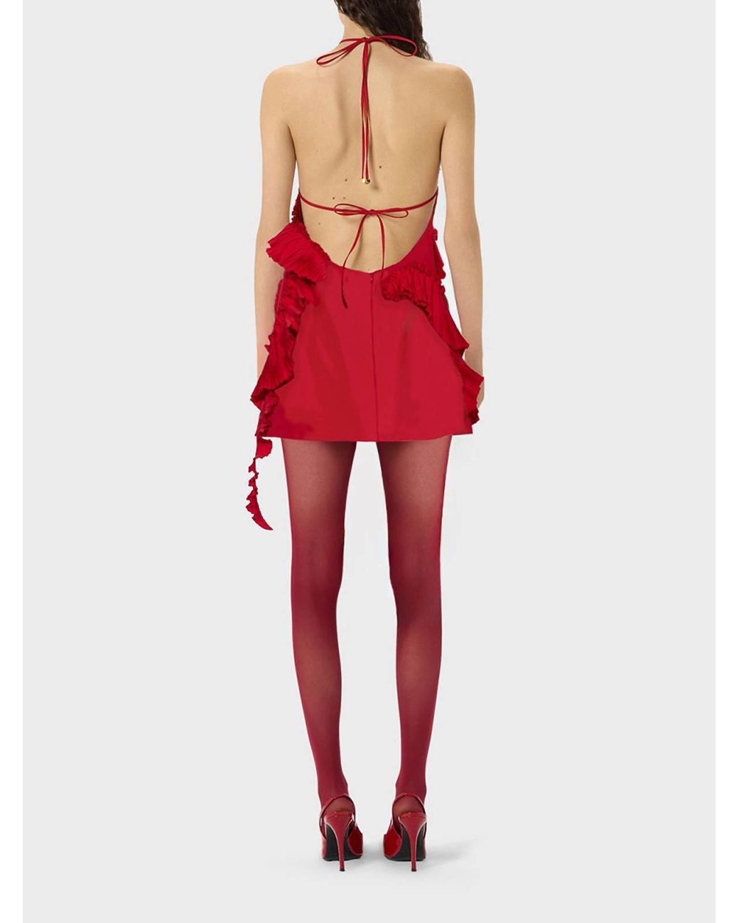 Blumarine Red Taffeta Dress With 3D Roses