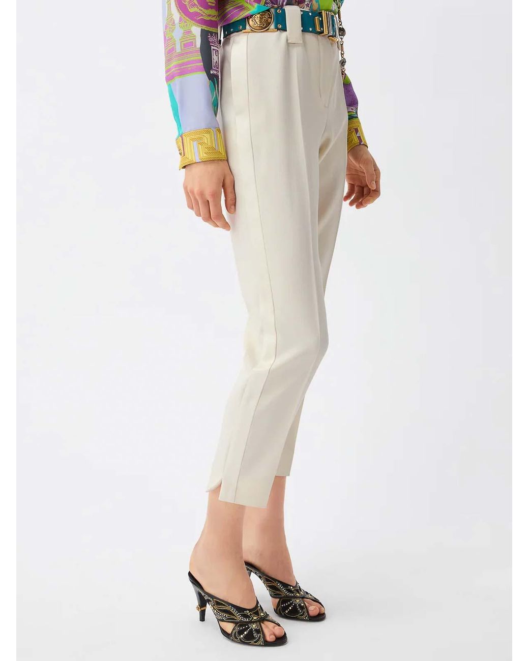 Versace Natural Stretch Wool Trousers