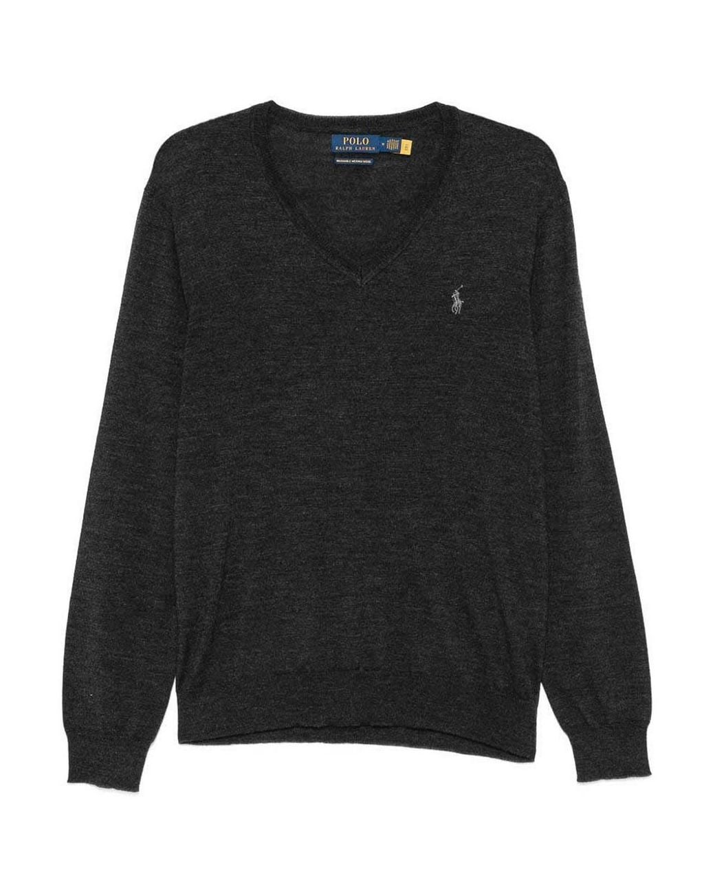 Polo Ralph Lauren Black Lightweight Wool V-Neck Sweater for men