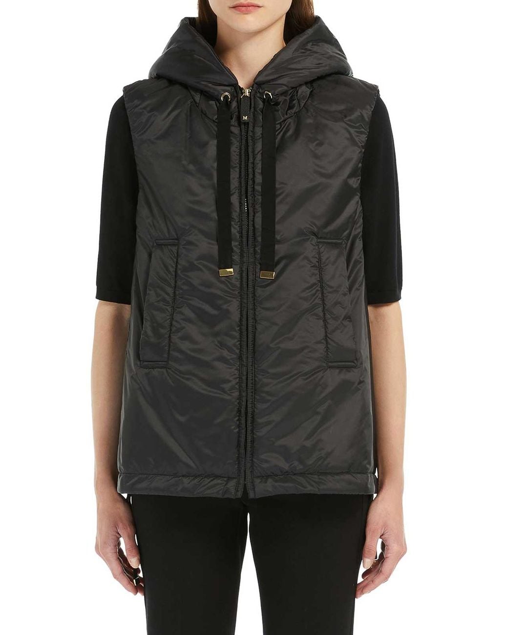 Max Mara Black Padded Vest With Hood