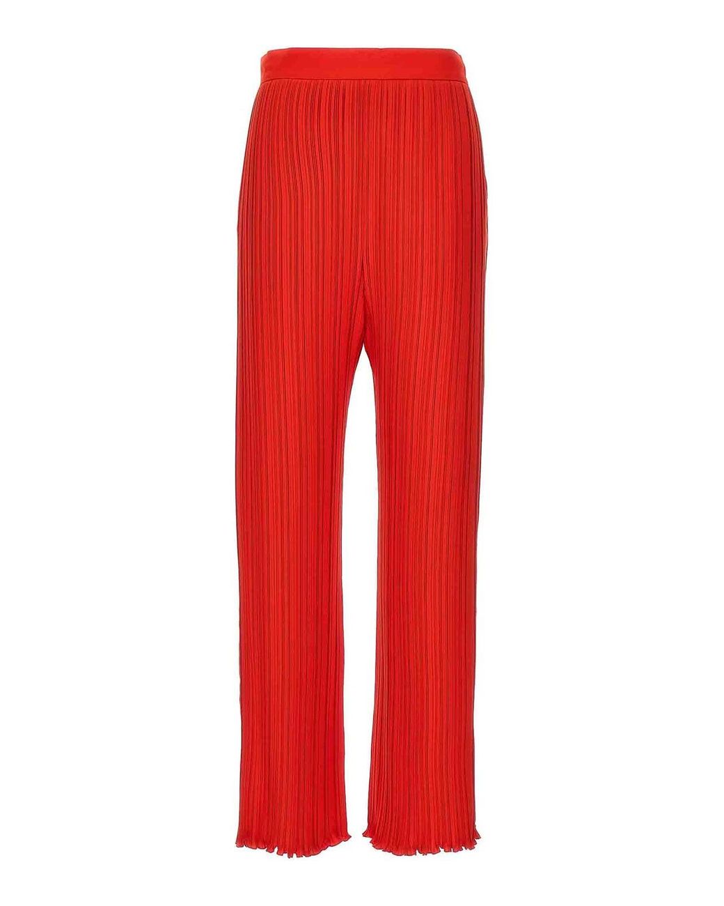 Lanvin Red Wide-Leg Pleated Trousers With Side Zip Closure