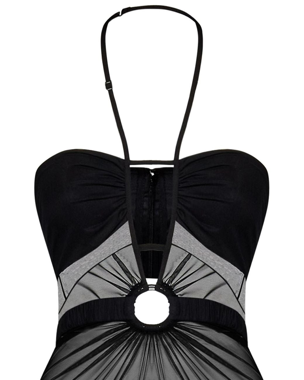 Nensi Dojaka Black Stretch Tulle Bodysuit