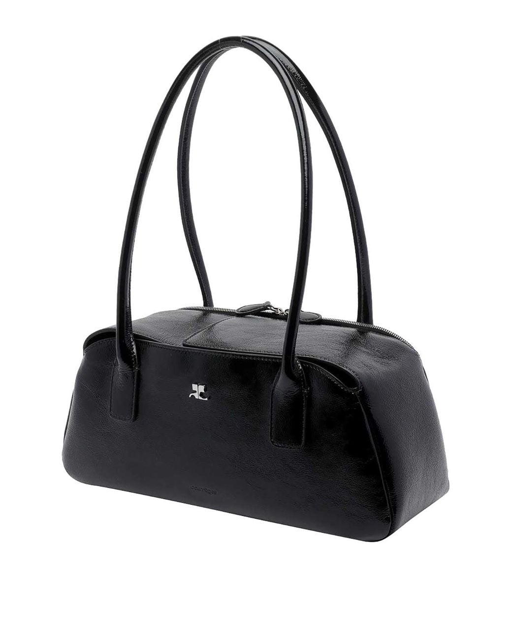 Courreges Black Strip Naplack Shoulder Bag