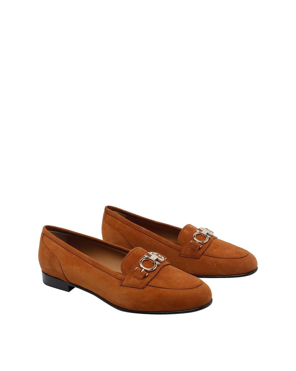 Ferragamo Brown Gancini Suede Loafers