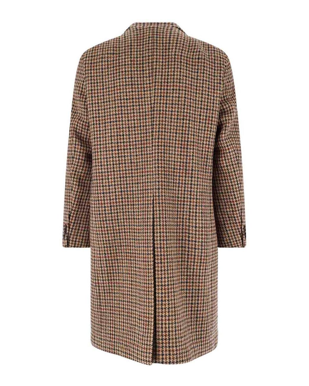 Caruso Brown Double-Breasted Wool Coat for men