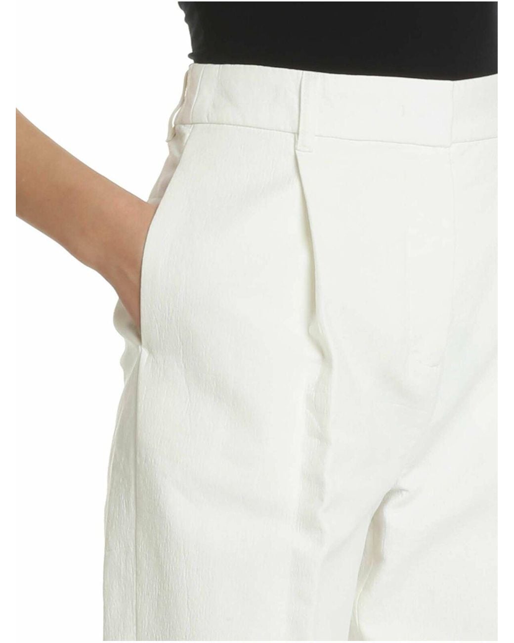 See By Chloé White Jeans With Front Pleats
