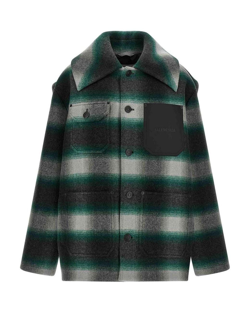 Balenciaga Green Workwear Cocoon Wool Jacket for men