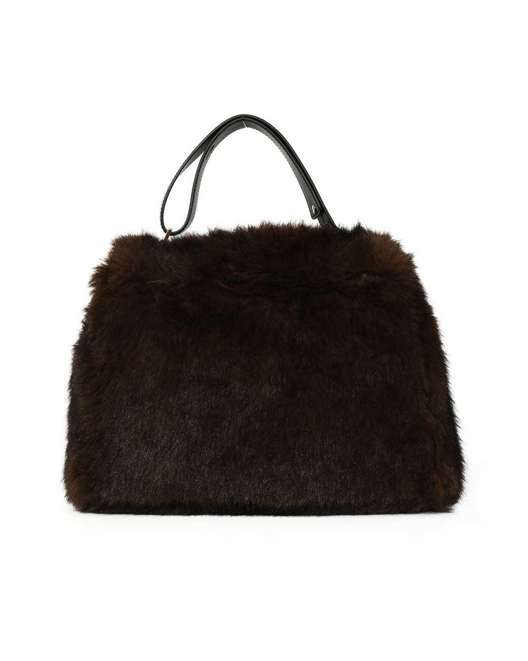 Orciani Black Sveva Furry Midi Shoulder Bag