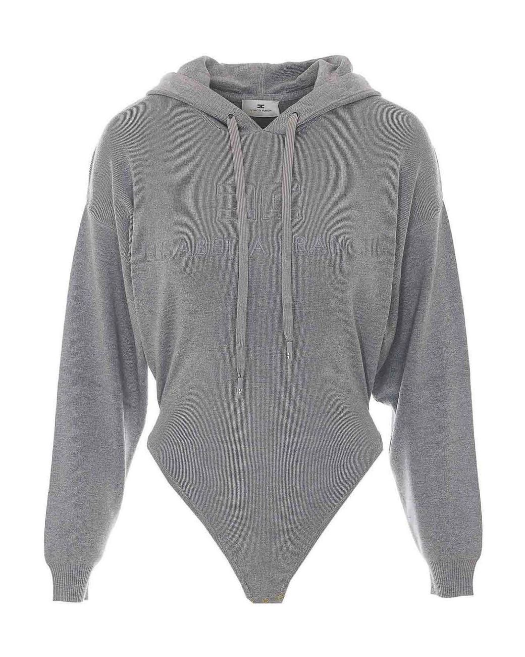 Elisabetta Franchi Gray Logo Sweatshirt Body