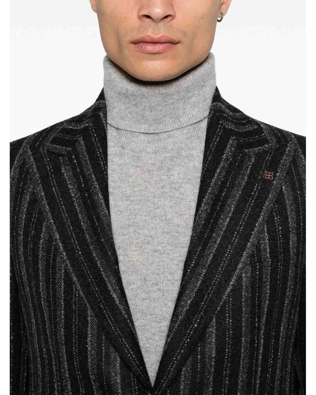 Tagliatore Black Striped Blazer Jacket for men
