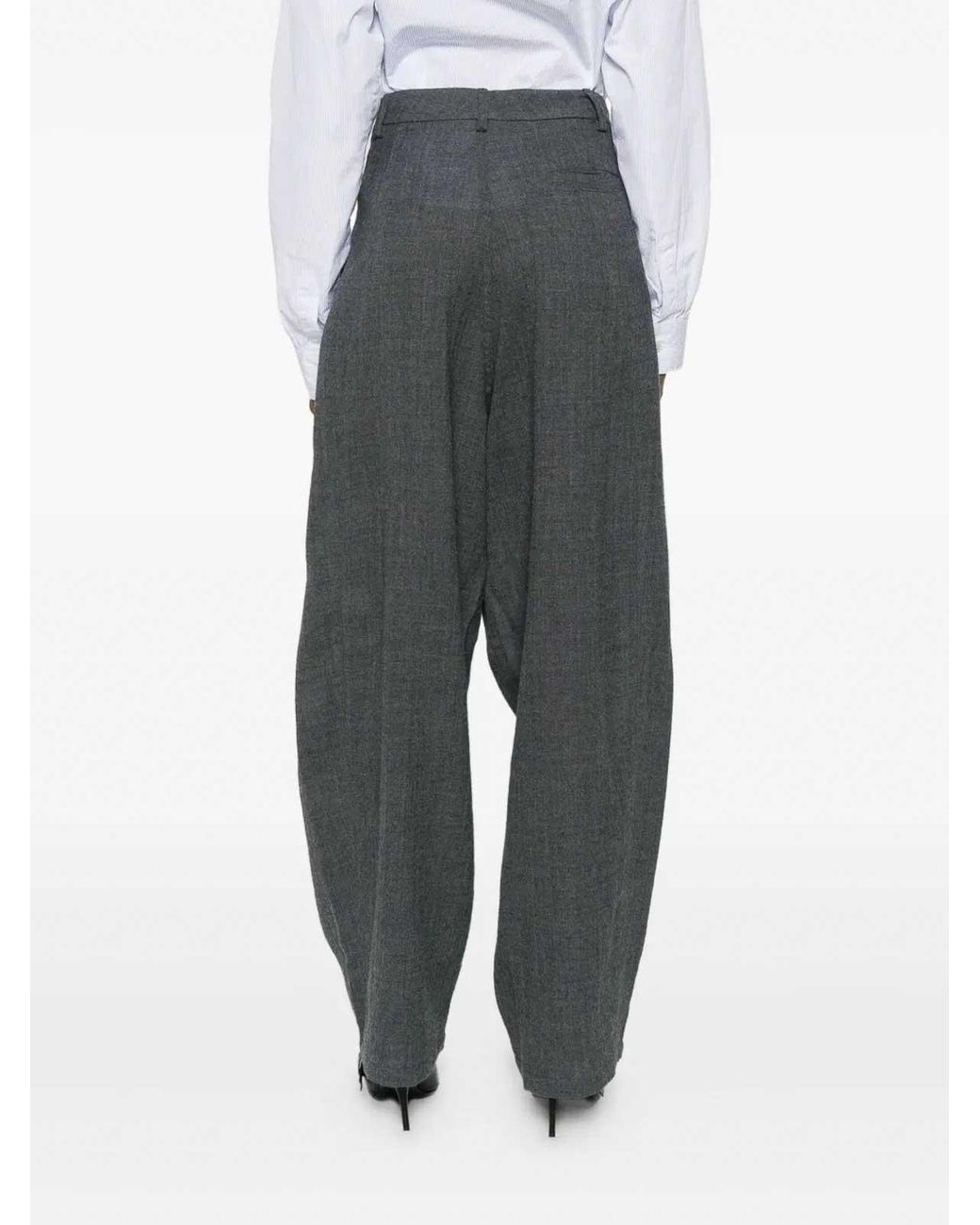 DARKPARK Gray Phebe Wide Leg Japanese Light Wool Pants