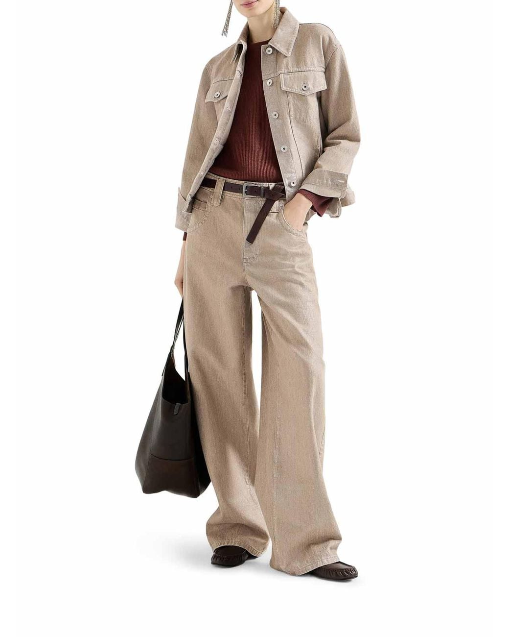 Brunello Cucinelli Natural Lam Denim Baggy Trousers