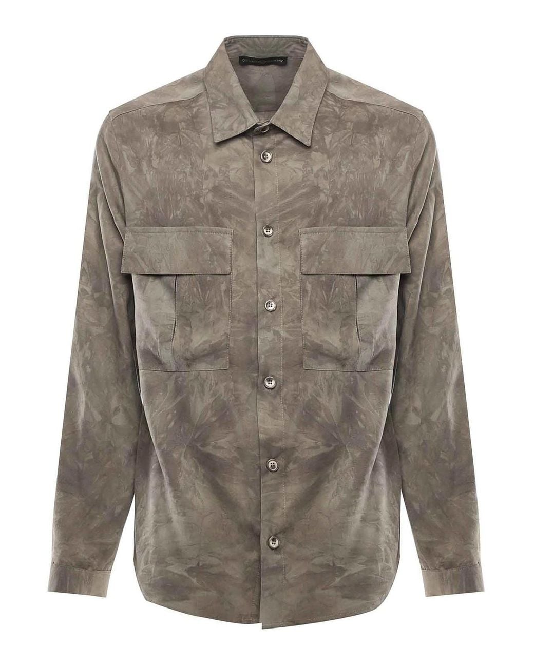 Giuliano Galiano Gray Kito Viscose Shirt for men