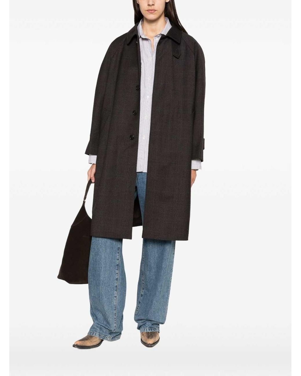 DUNST Black Checked Coat With Collar for men