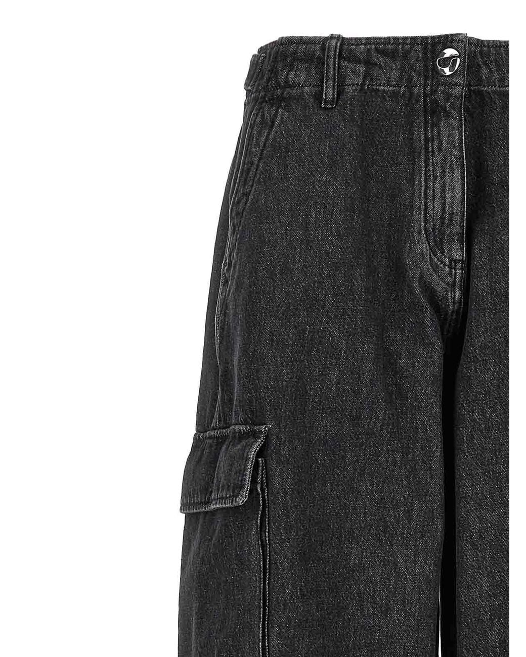 Coperni Black Denim Wide Leg Cargo Jeans