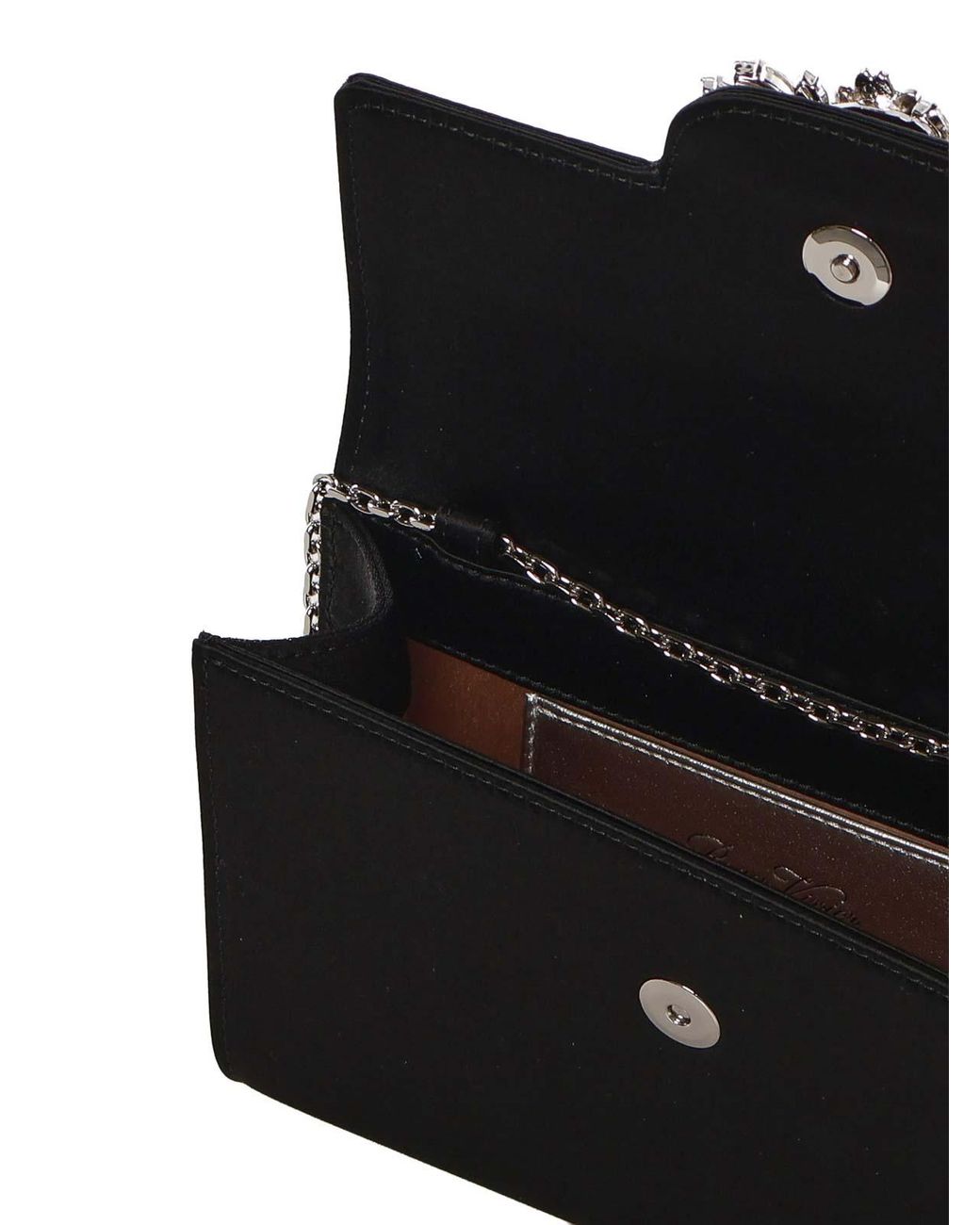 Roger Vivier Black Efflorescence Mini Satin Clutch