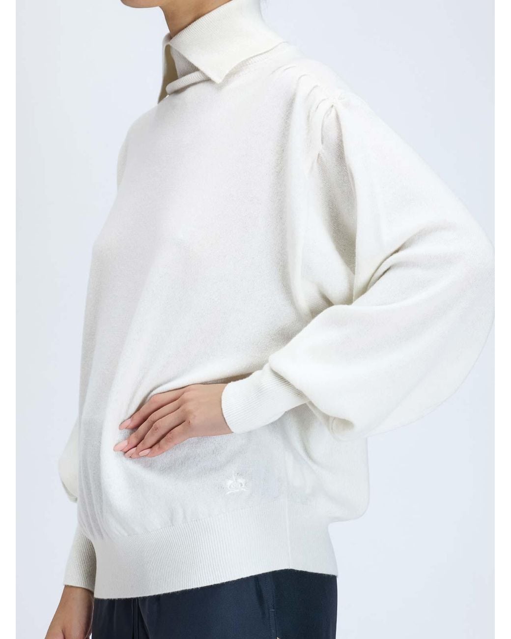 Genny White Cashmere Collar Sweater