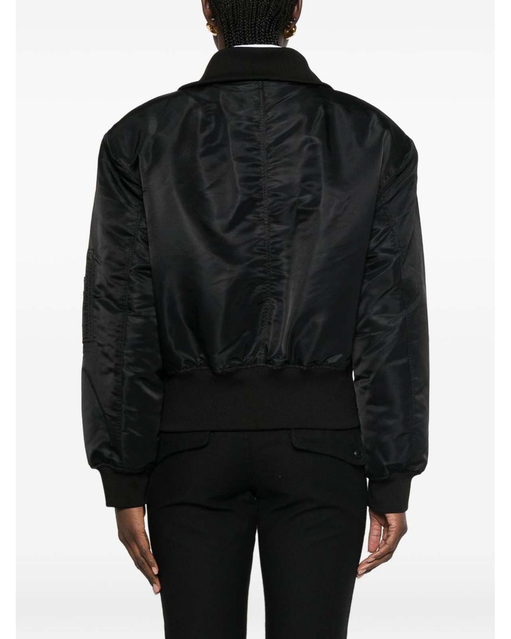Frankie Shop Black Storm Nylon Cropped Bomber Jacket