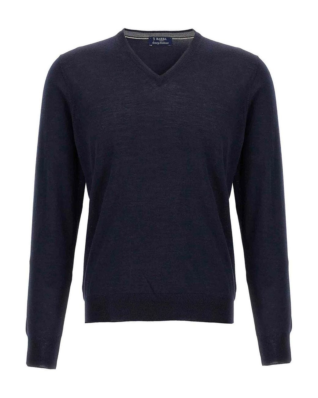 Barba Napoli Blue Wool And Silk Sweater for men