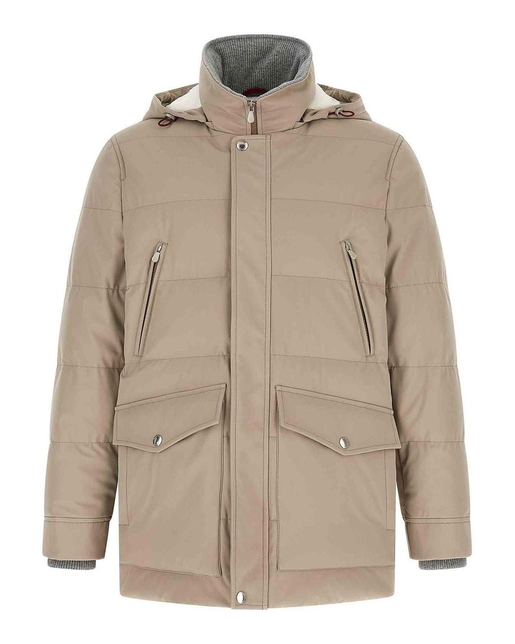 Brunello Cucinelli Natural Quilted Parka for men