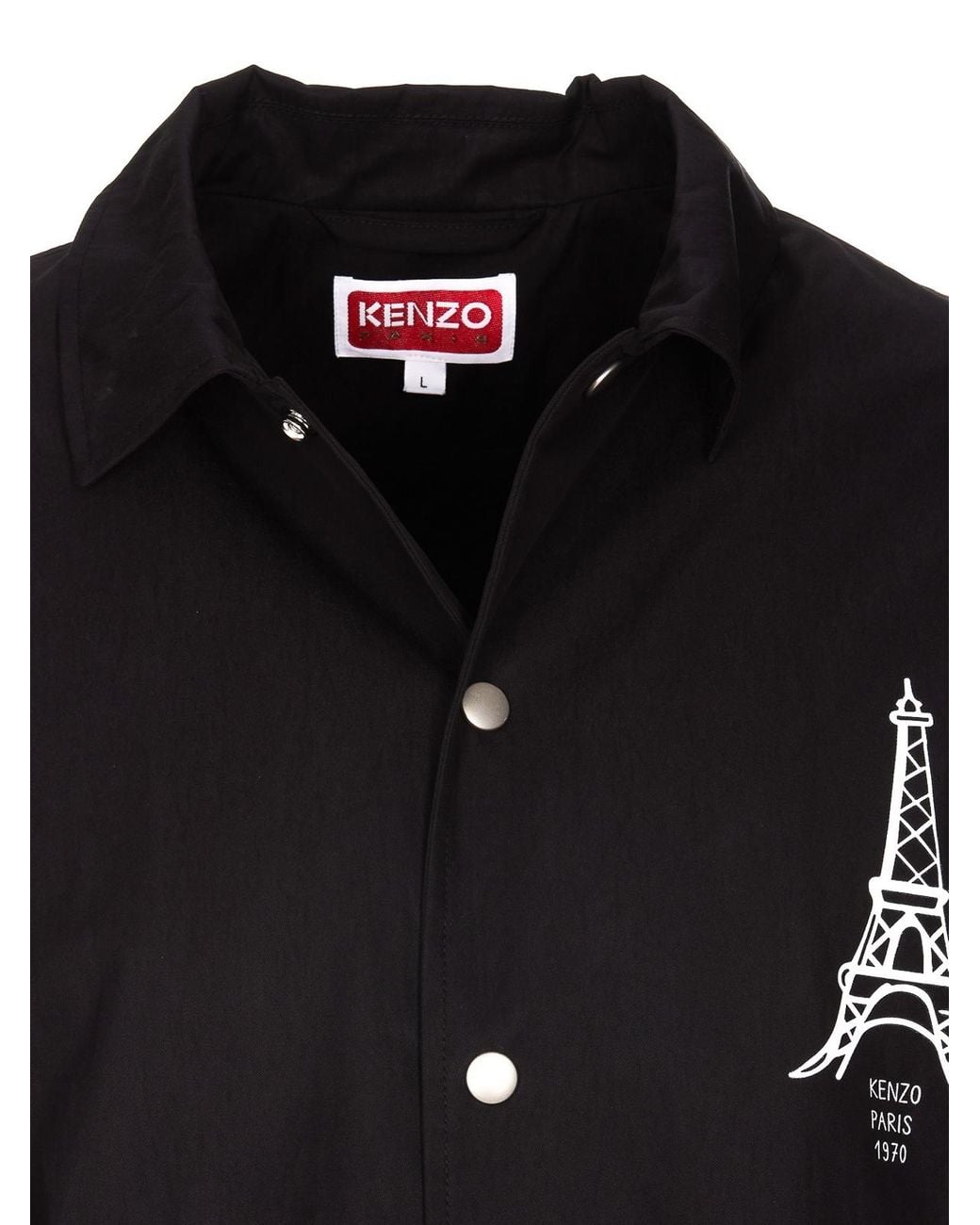 KENZO Black Front Logo Printed Jacket for men